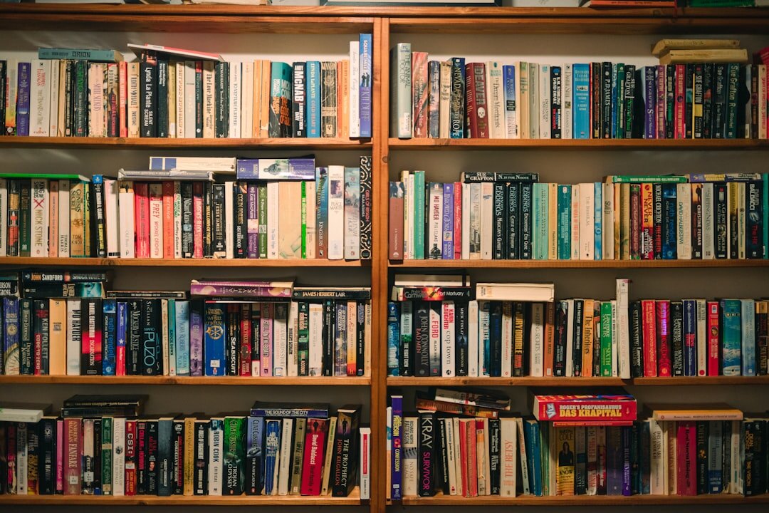 bookshelf with crime novels